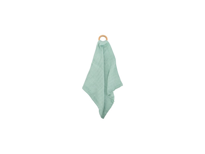 Muslin Security Blanket & Beechwood Teether Ring