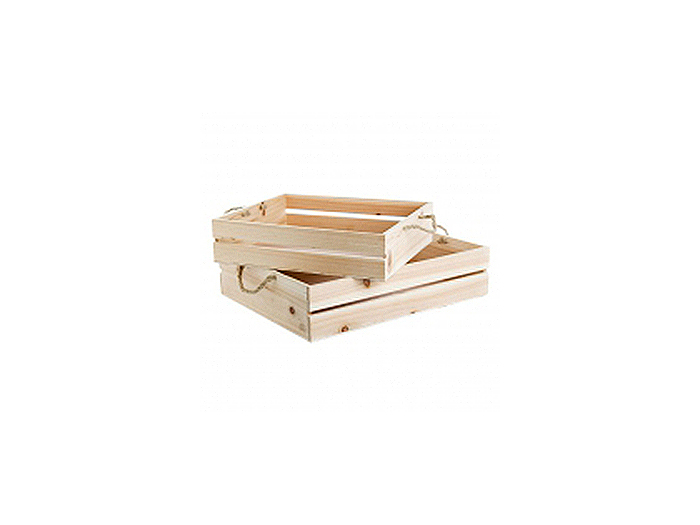 Wooden Crate with Rope Handles